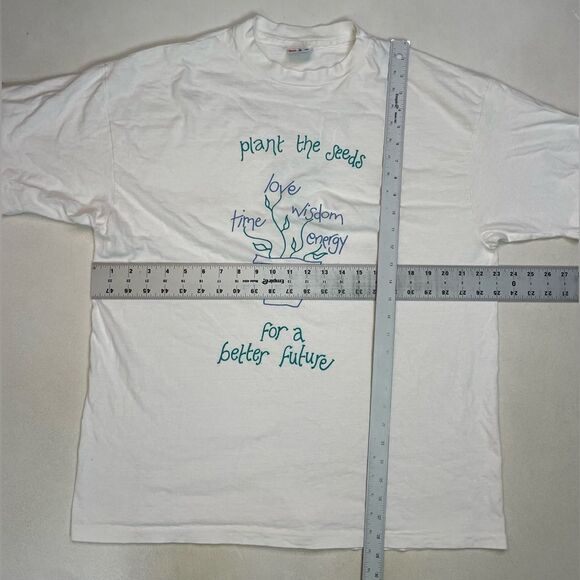 VINTAGE Plant Seeds For A Better Future Graphic T-Shirt Men XL 90s Single Stitch - Picture 9 of 9